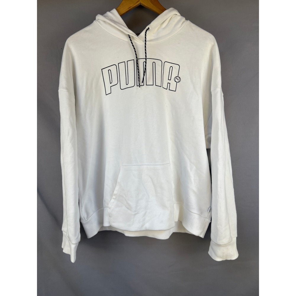 PUMA Women's White Hoodie Sweatshirt Athleisure Casual Pullover - Picture 2 of 6